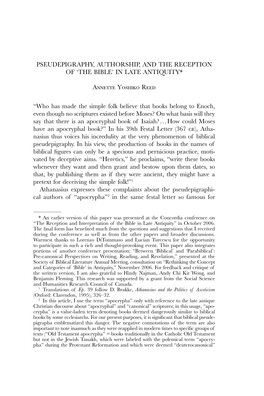 The Bible’ in Late Antiquity*