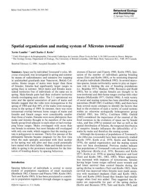 Spatial Organization and Mating System of &lt;Emphasis Type="Italic
