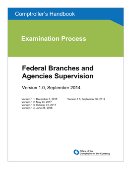 Federal Branches and Agencies Supervision, Comptroller's Handbook