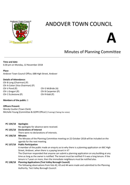 Minutes of Planning Committee