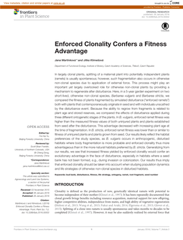 Enforced Clonality Confers a Fitness Advantage