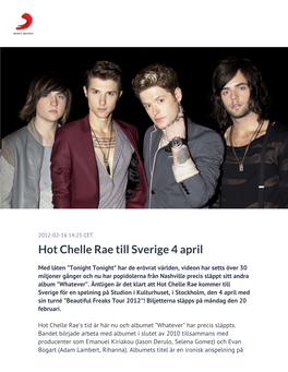 Hot Chelle Rae Till Sverige 4 April