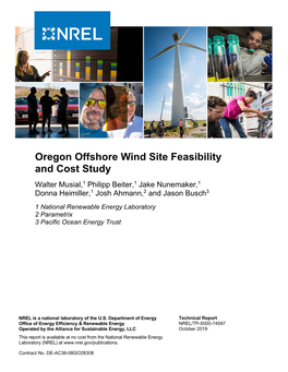 Oregon Offshore Wind Site Feasibility and Cost Study
