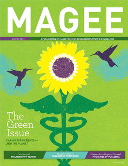 The Green Issue CARING for PATIENTS — and the PLANET