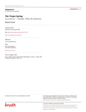The Virgin Spring / La Source — Suède, 1960, 89 Minutes]