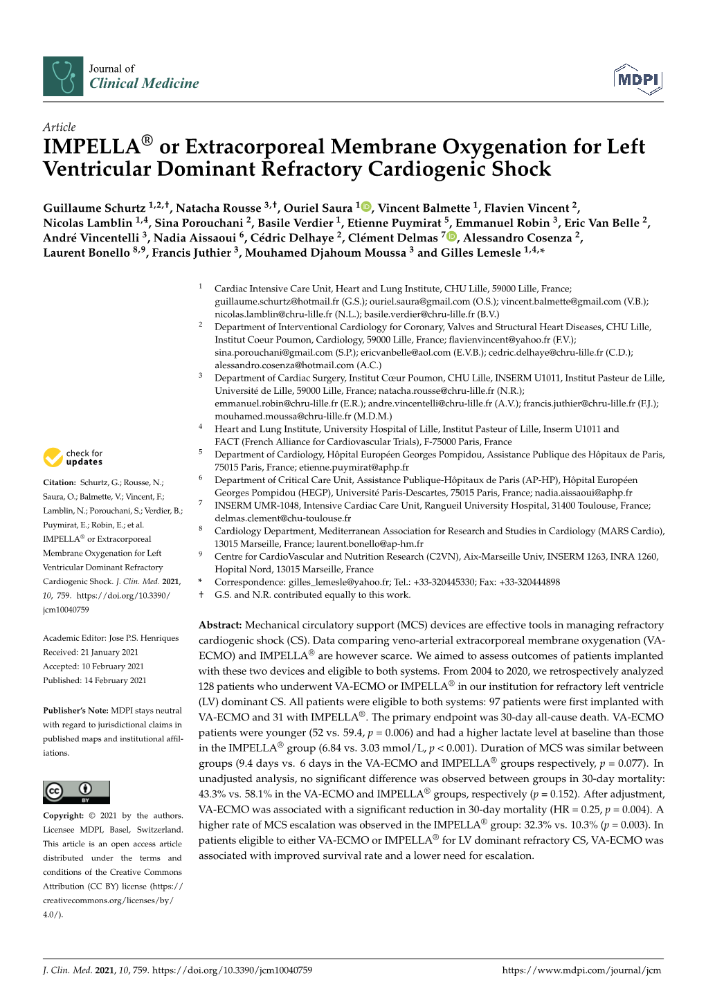 IMPELLA® Or Extracorporeal Membrane Oxygenation for Left Ventricular Dominant Refractory Cardiogenic Shock