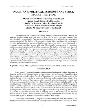 Pakistan's Political Economy and Stock Market Returns