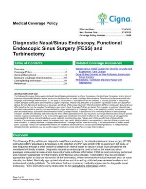 Diagnostic Nasal/Sinus Endoscopy, Functional Endoscopic Sinus Surgery (FESS) and Turbinectomy