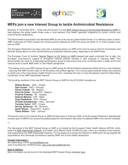 Meps Join a New Interest Group to Tackle Antimicrobial Resistance