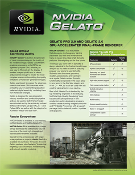 Gelato Pro 2.0 and Gelato 2.0 Gpu-Accelerated Final-Frame Renderer