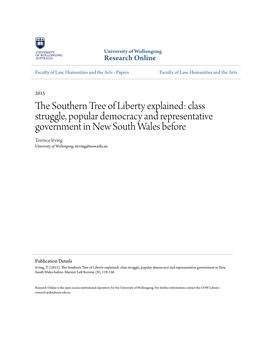 Class Struggle, Popular Democracy and Representative Government in New South Wales Before Terence Irving University of Wollongong, Tirving@Uow.Edu.Au