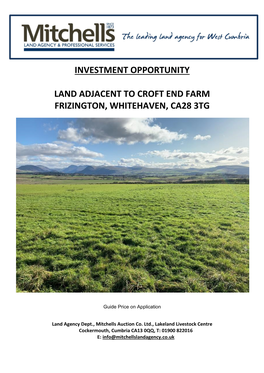 Investment Opportunity Land Adjacent to Croft End Farm