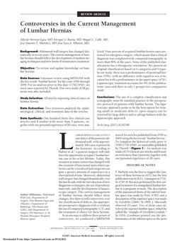 Controversies in the Current Management of Lumbar Hernias