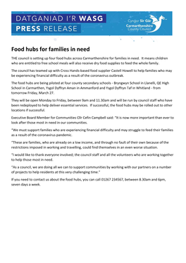 Food Hubs for Families in Need