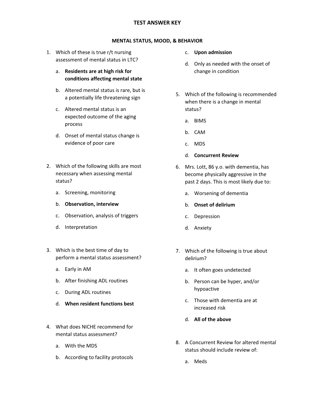 Mental Status, Mood, & Behavior