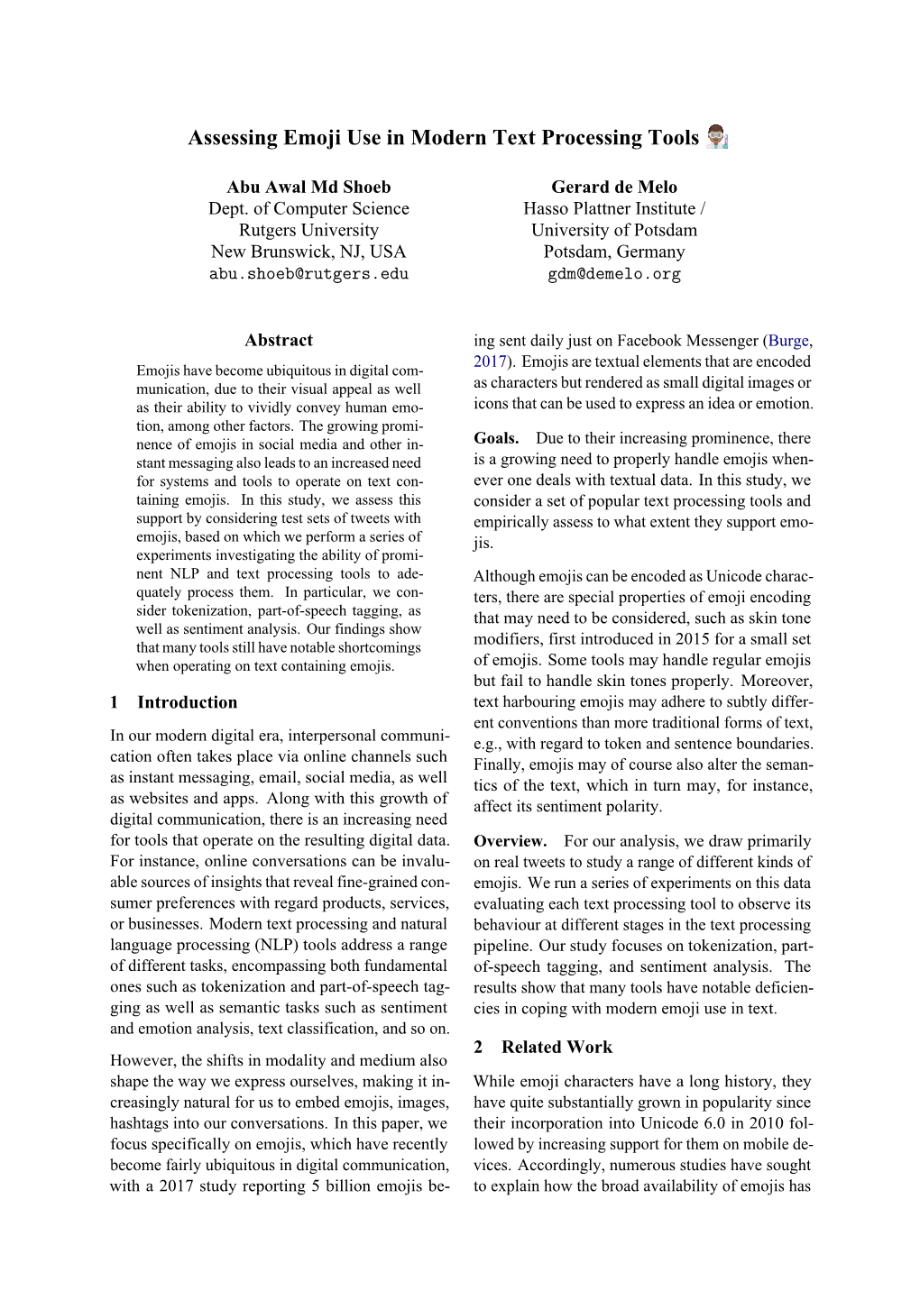 Assessing Emoji Use in Modern Text Processing Tools