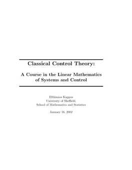 Classical Control Theory