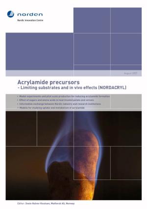 Acrylamide Precursors - Limiting Substrates and in Vivo Effects (NORDACRYL)