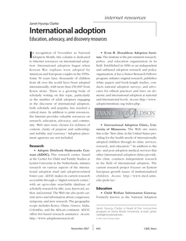 International Adoption Education, Advocacy, and Discovery Resources