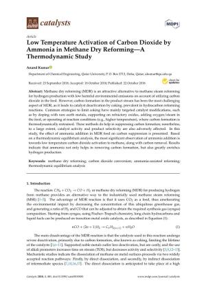 Low Temperature Activation of Carbon Dioxide by Ammonia in Methane Dry Reforming—A Thermodynamic Study