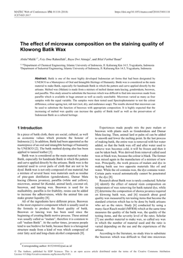 The Effect of Microwax Composition on the Staining Quality of Klowong Batik Wax