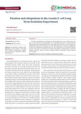 Fixation and Adaptation in the Lenski E. Coli Long Term Evolution Experiment