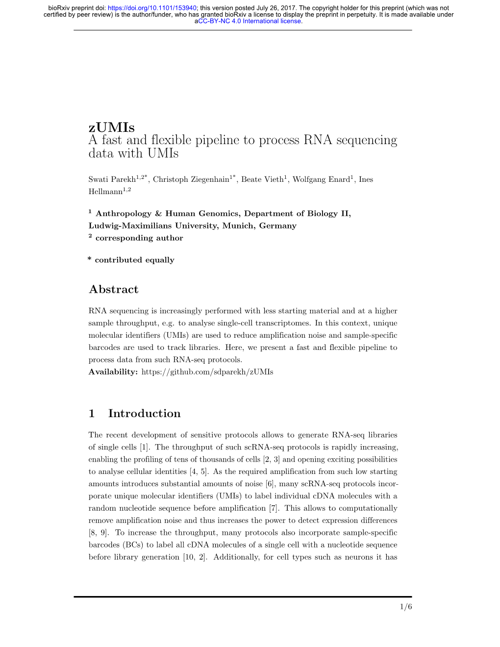 A Fast and Flexible Pipeline to Process RNA Sequencing Data with Umis