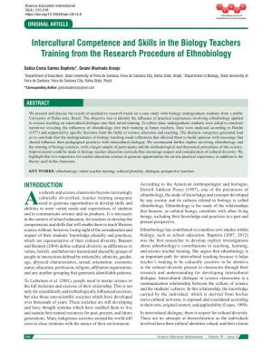 Intercultural Competence and Skills in the Biology Teachers Training from the Research Procedure of Ethnobiology