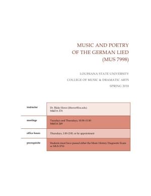 Music and Poetry of the German Lied (Mus 7998)