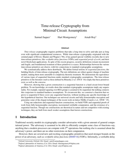 Time-Release Cryptography from Minimal Circuit Assumptions