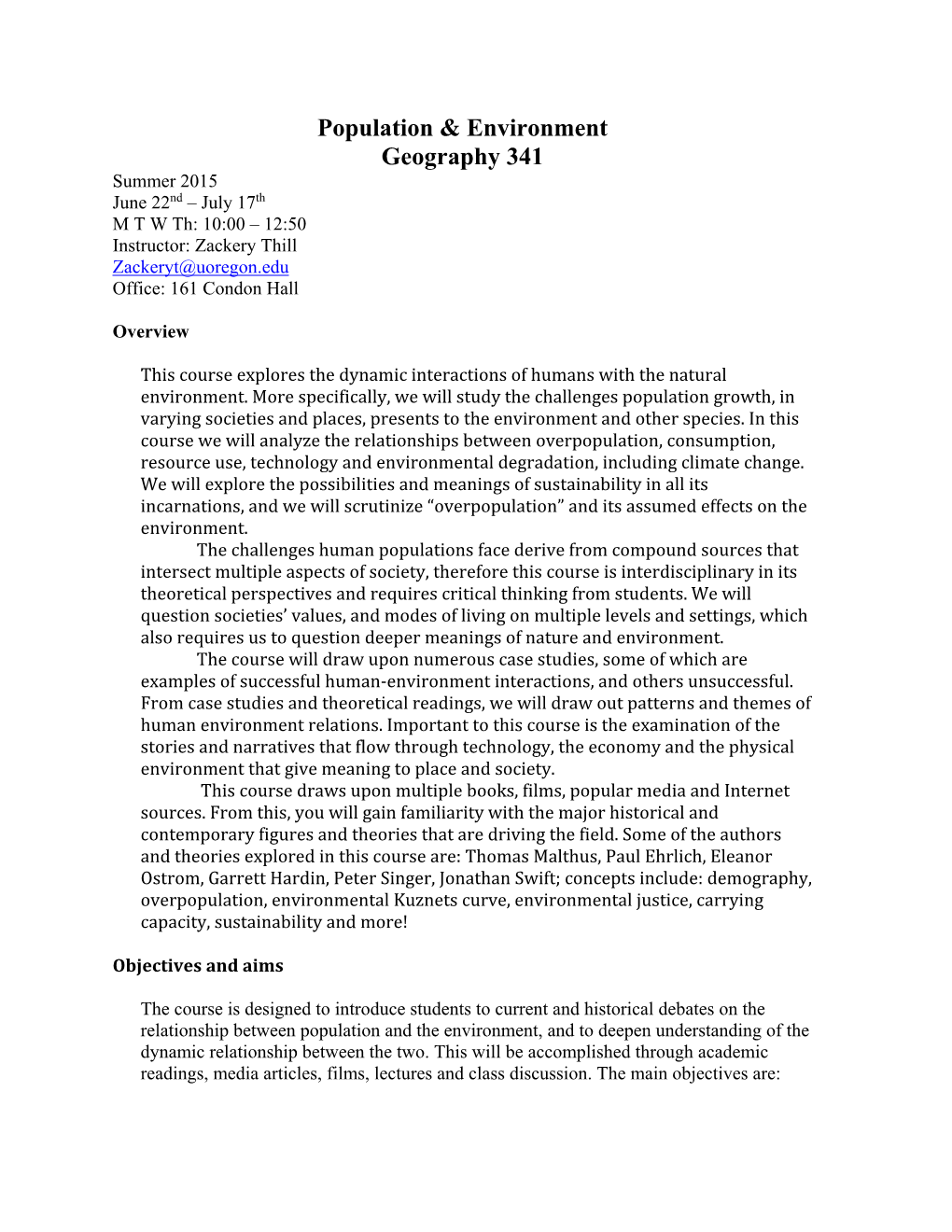 Population & Environment Geography