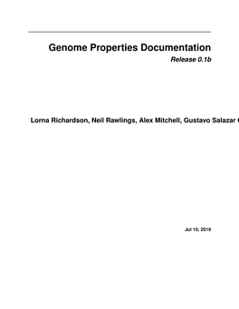 Genome Properties Documentation Release 0.1B