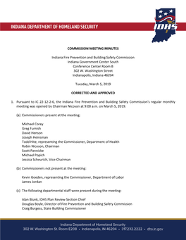 COMMISSION MEETING MINUTES Indiana Fire Prevention