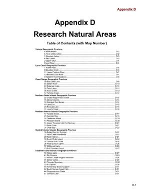 Appendix D Research Natural Areas