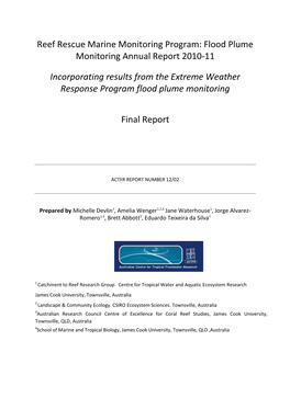 Reef Rescue Marine Monitoring Program: Flood Plume Monitoring Annual Report 2010-11