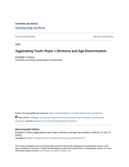 Roper V Simmons and Age Discrimination