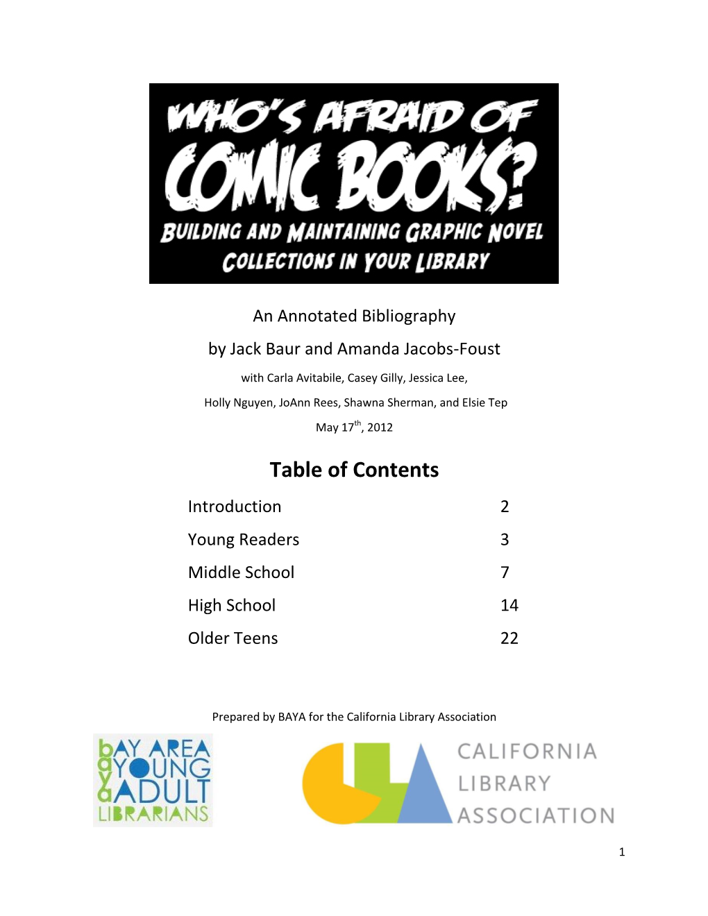 Table of Contents Introduction 2 Young Readers 3 Middle School 7 High School 14 Older Teens 22