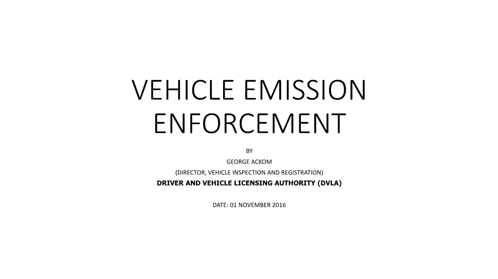 Vehicle Emission Enforcement