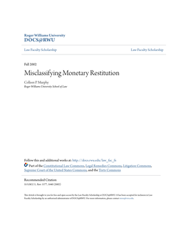 Misclassifying Monetary Restitution Colleen P