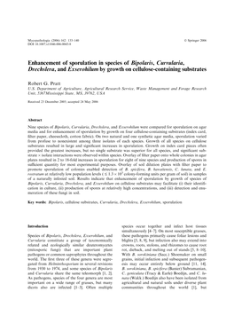 Enhancement of Sporulation in Species of Bipolaris, Curvularia, Drechslera, and Exserohilum by Growth on Cellulose-Containing Substrates