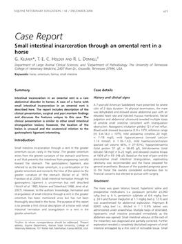 Case Report Small Intestinal Incarceration Through an Omental Rent in a Horse G