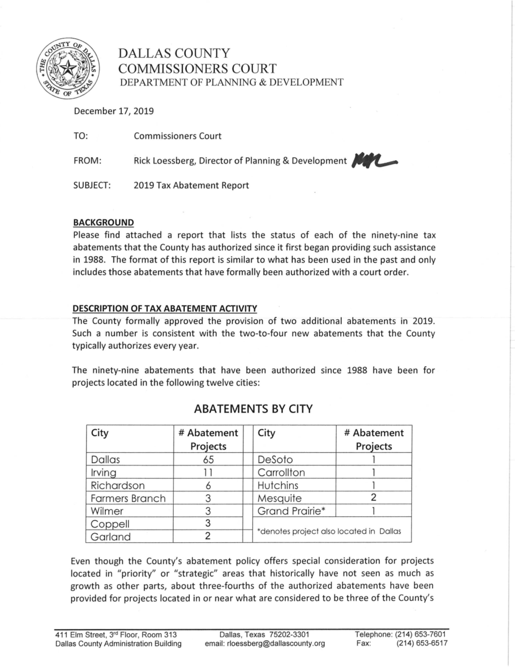 2019 Tax Abatement Report