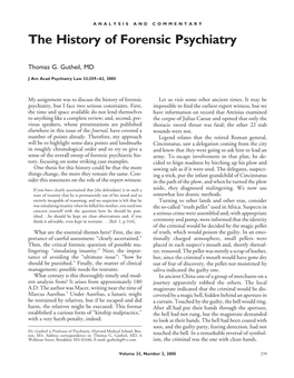 The History of Forensic Psychiatry