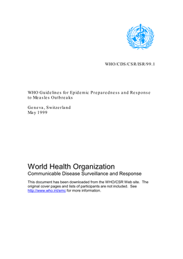 Guidelines for Epidemic Preparedness and Response to Measles Outbreaks