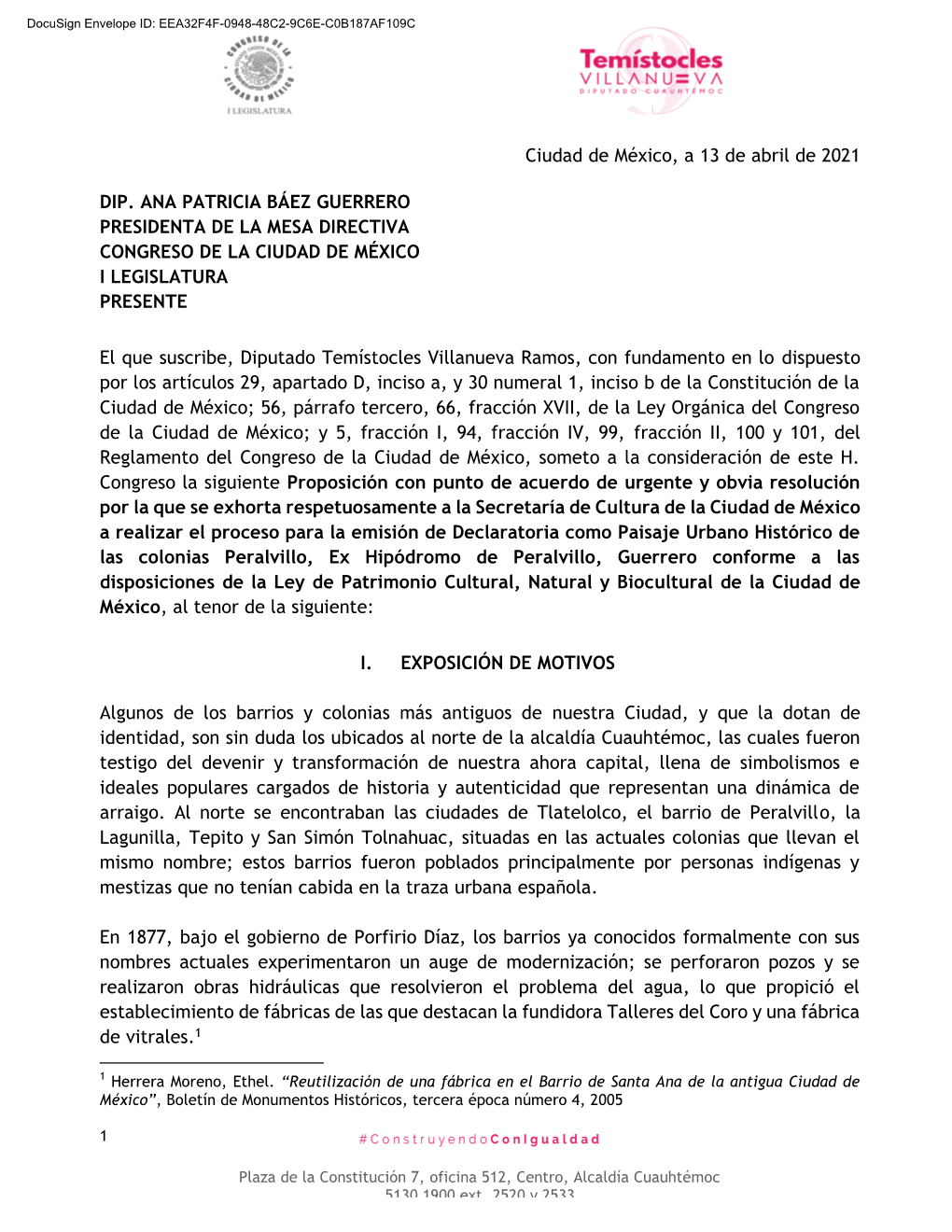 Ciudad De México, a 13 De Abril De 2021 DIP. ANA PATRICIA BÁEZ