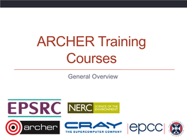 ARCHER Training Courses