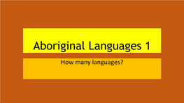 Aboriginal Languages 1