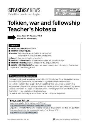 Tolkien, War and Fellowship Teacher's Notes