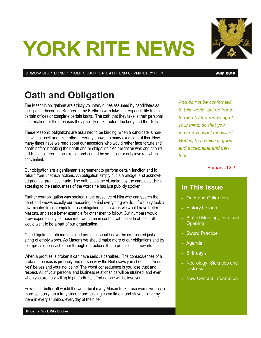 York Rite News