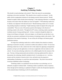 Chapter 7 Justifying Technology Studies